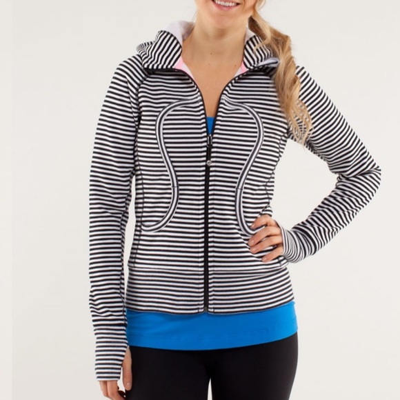 EUC lululemon scuba - black & white stripe - Picture 2 of 5